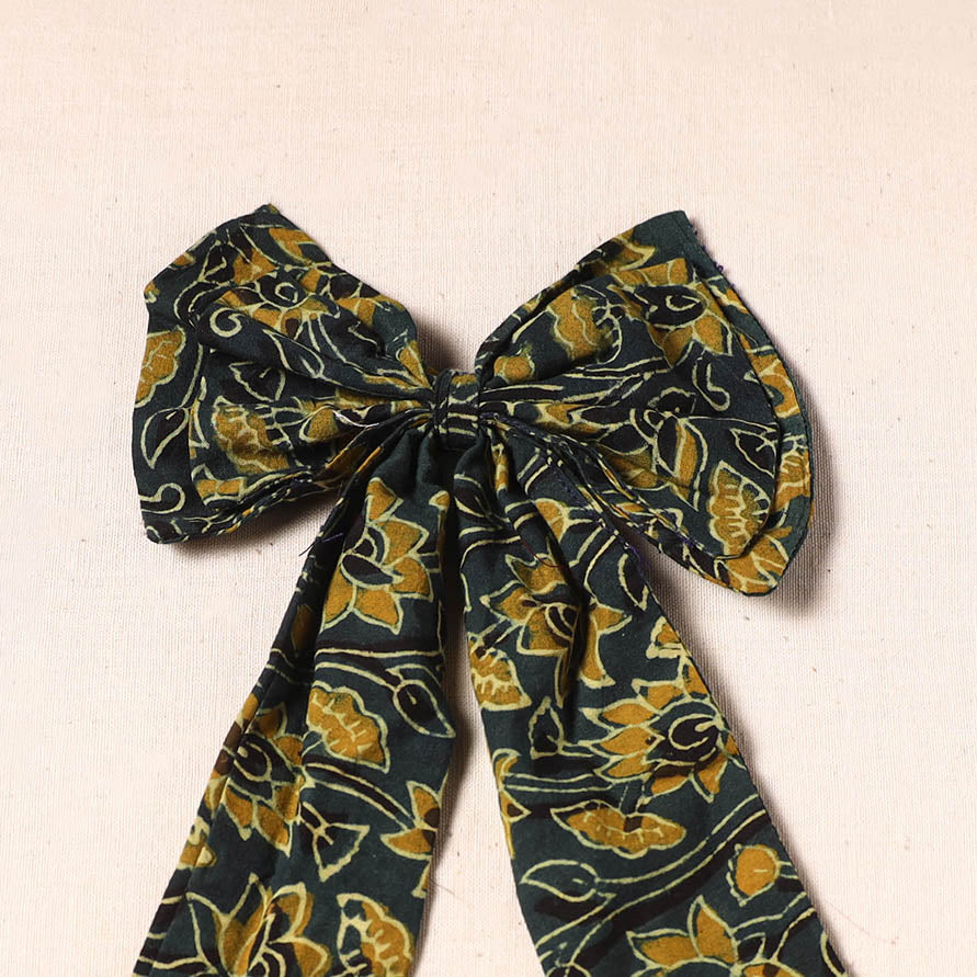 Green - handmade fabric bow hair clip 11 - handcrafted