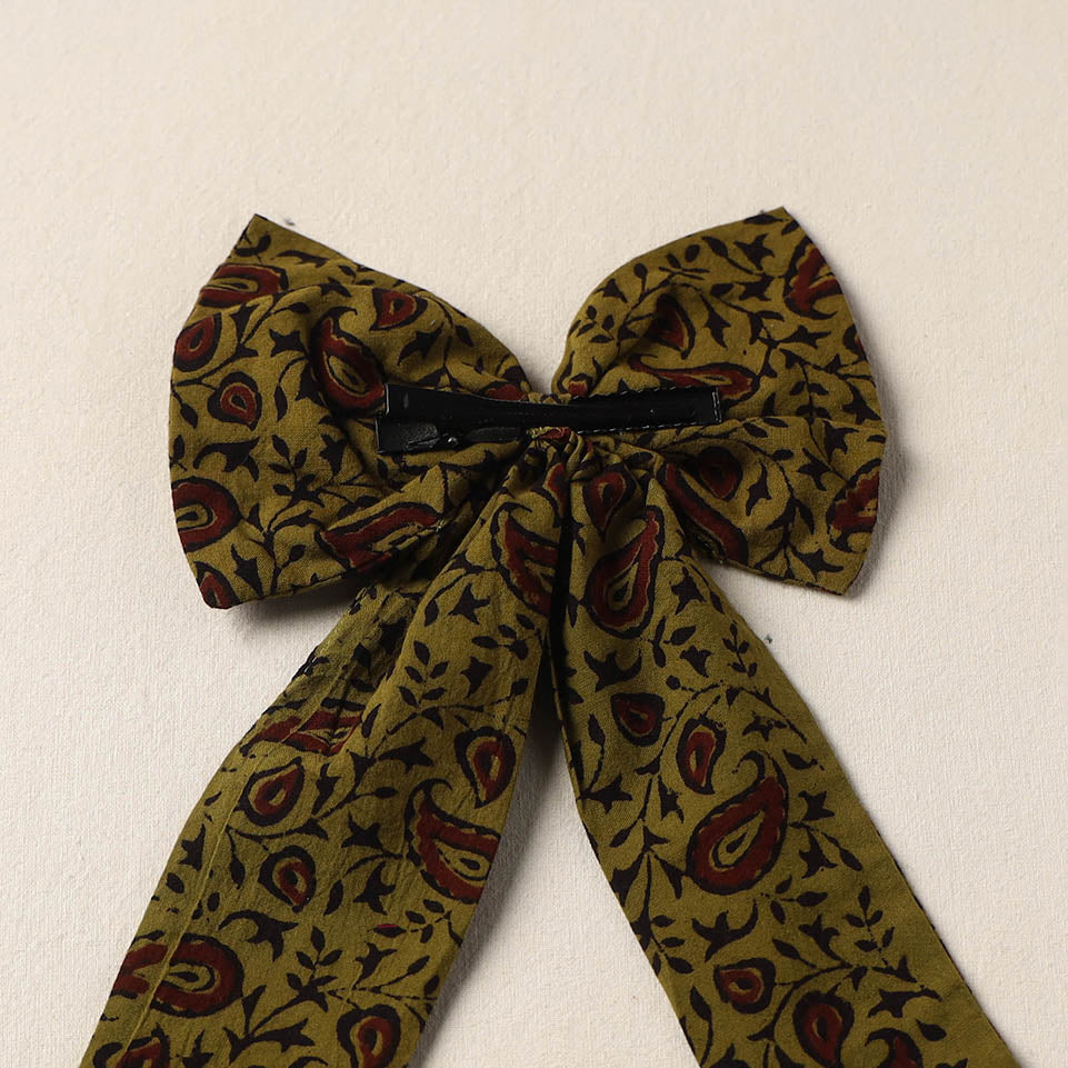 Green Handmade Fabric Bow Hair Clip