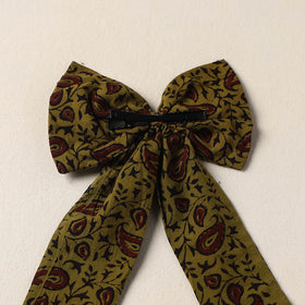 Green Handmade Fabric Bow Hair Clip