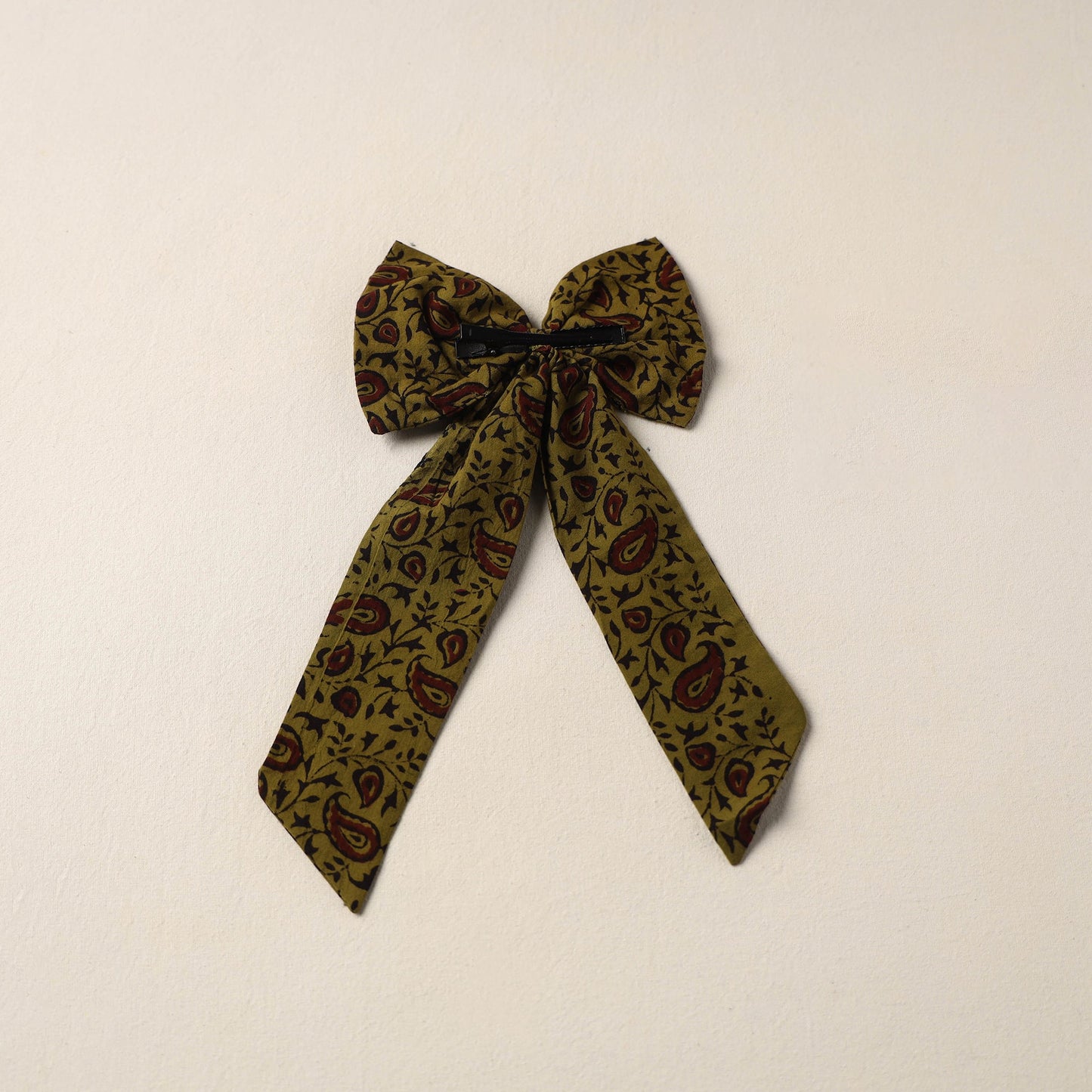 Green Handmade Fabric Bow Hair Clip