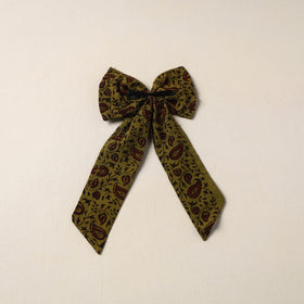 Green Handmade Fabric Bow Hair Clip
