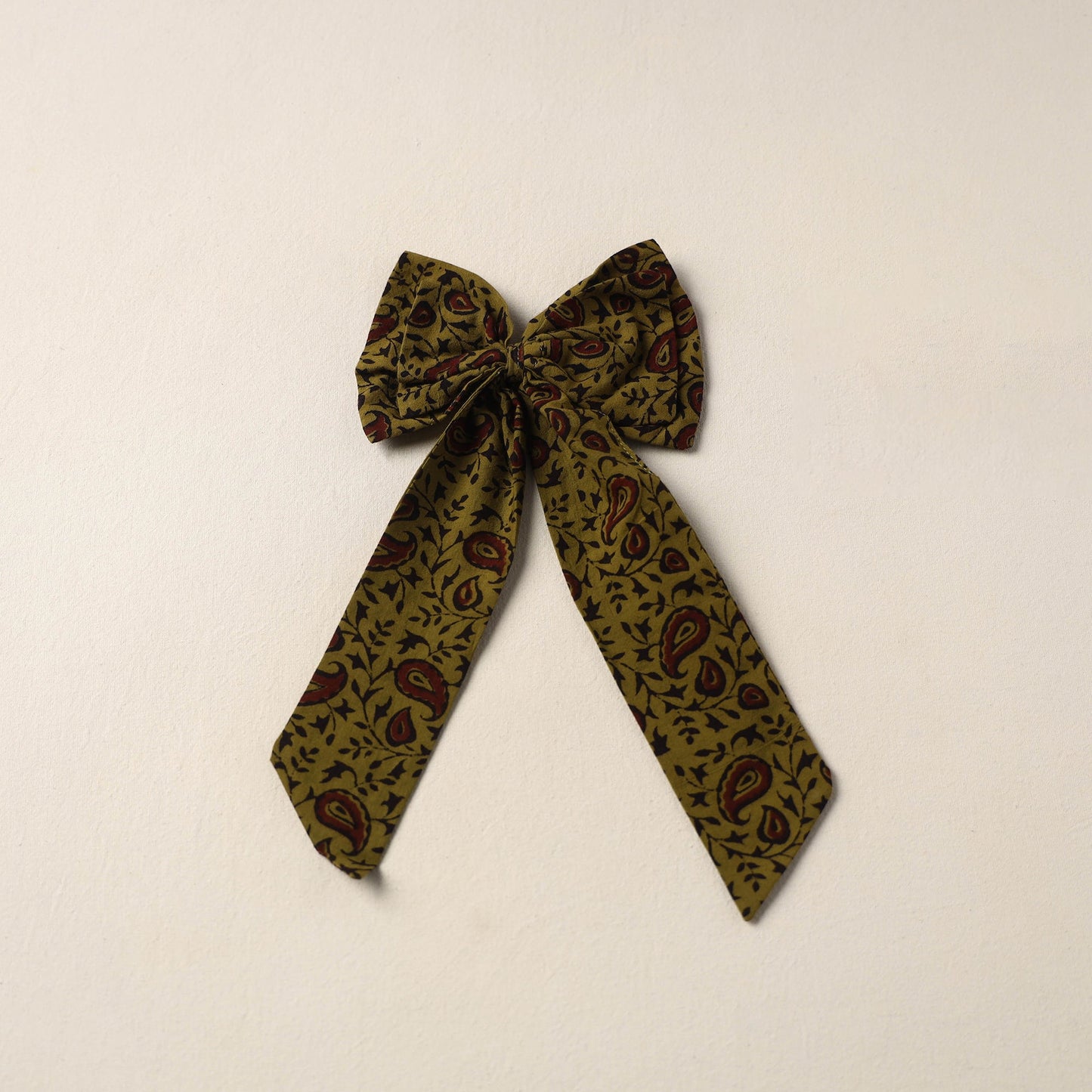 Green Handmade Fabric Bow Hair Clip