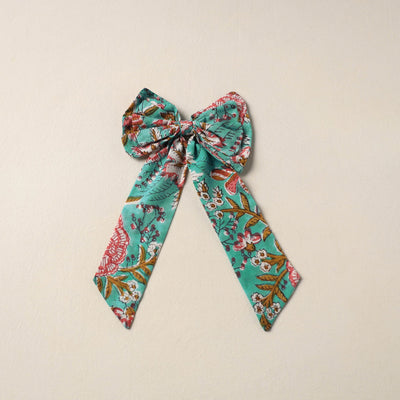 Green Handmade Fabric Bow Hair Clip
