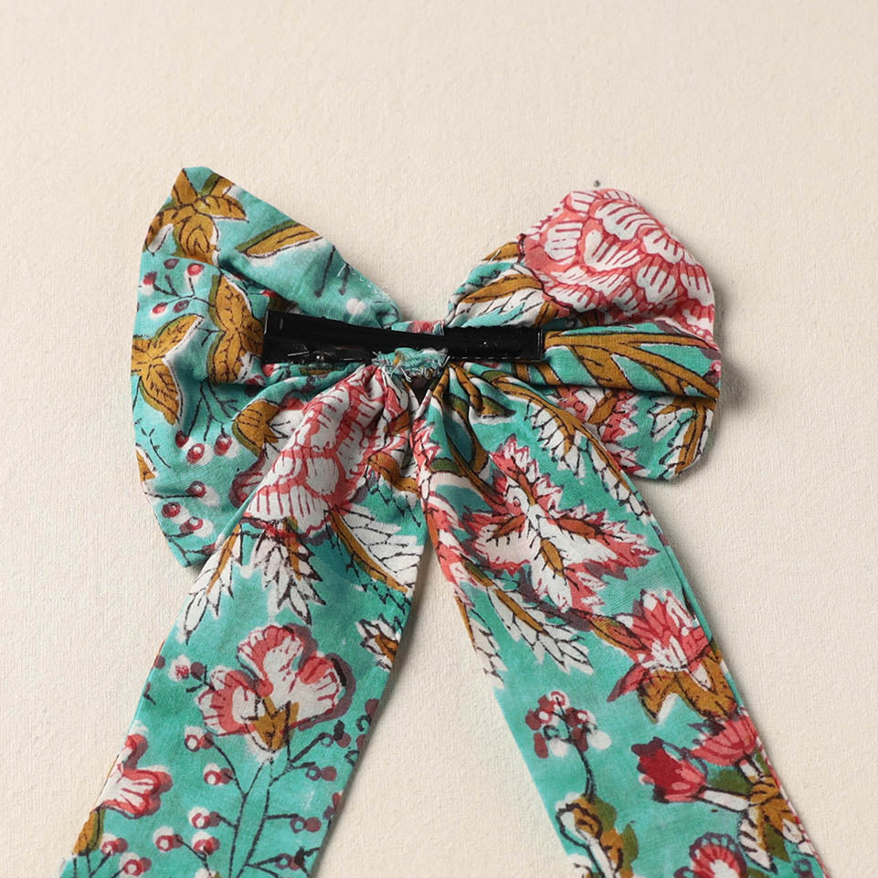 Green Handmade Fabric Bow Hair Clip