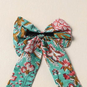 Green Handmade Fabric Bow Hair Clip