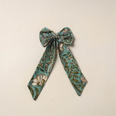 Green Handmade Fabric Bow Hair Clip