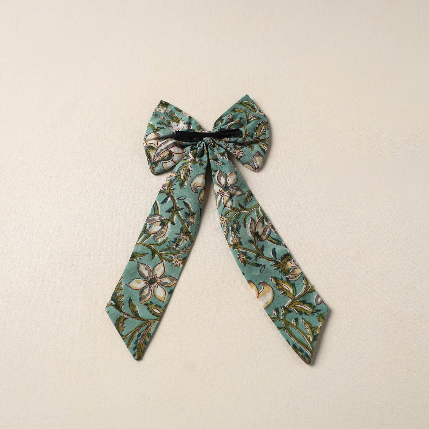 Green Handmade Fabric Bow Hair Clip