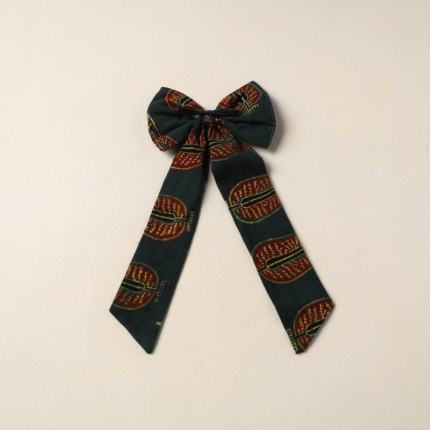 Green Handmade Fabric Bow Hair Clip