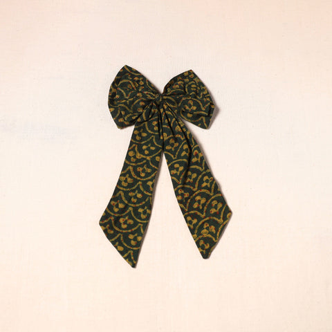 Green - handmade fabric bow hair clip 37 - handcrafted
