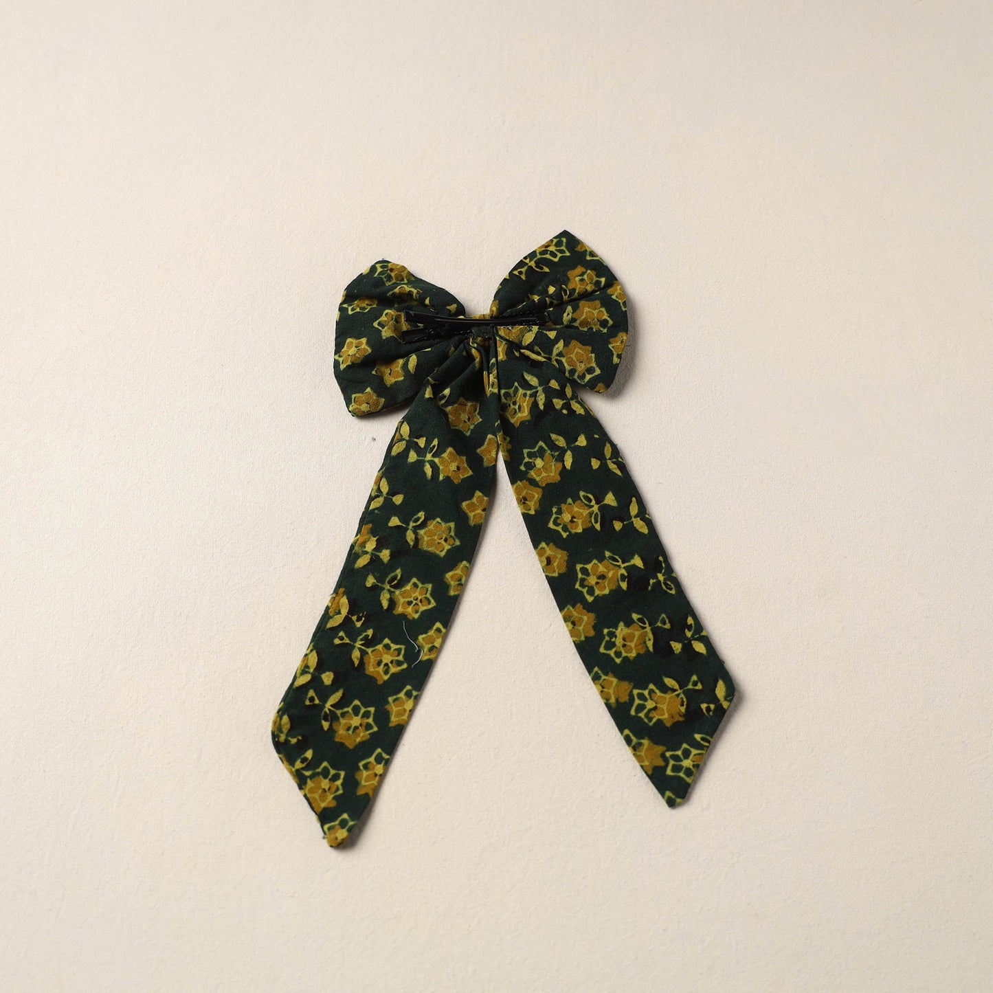 Green Handmade Fabric Bow Hair Clip