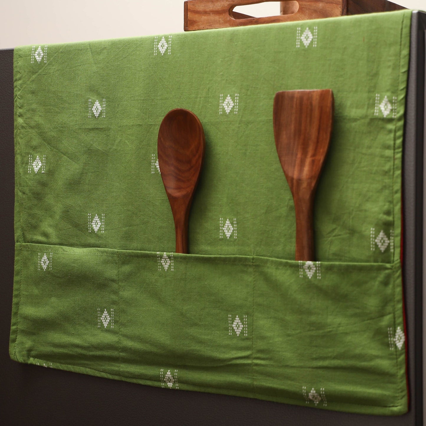 Handmade fridge top cover with multiple pockets 10