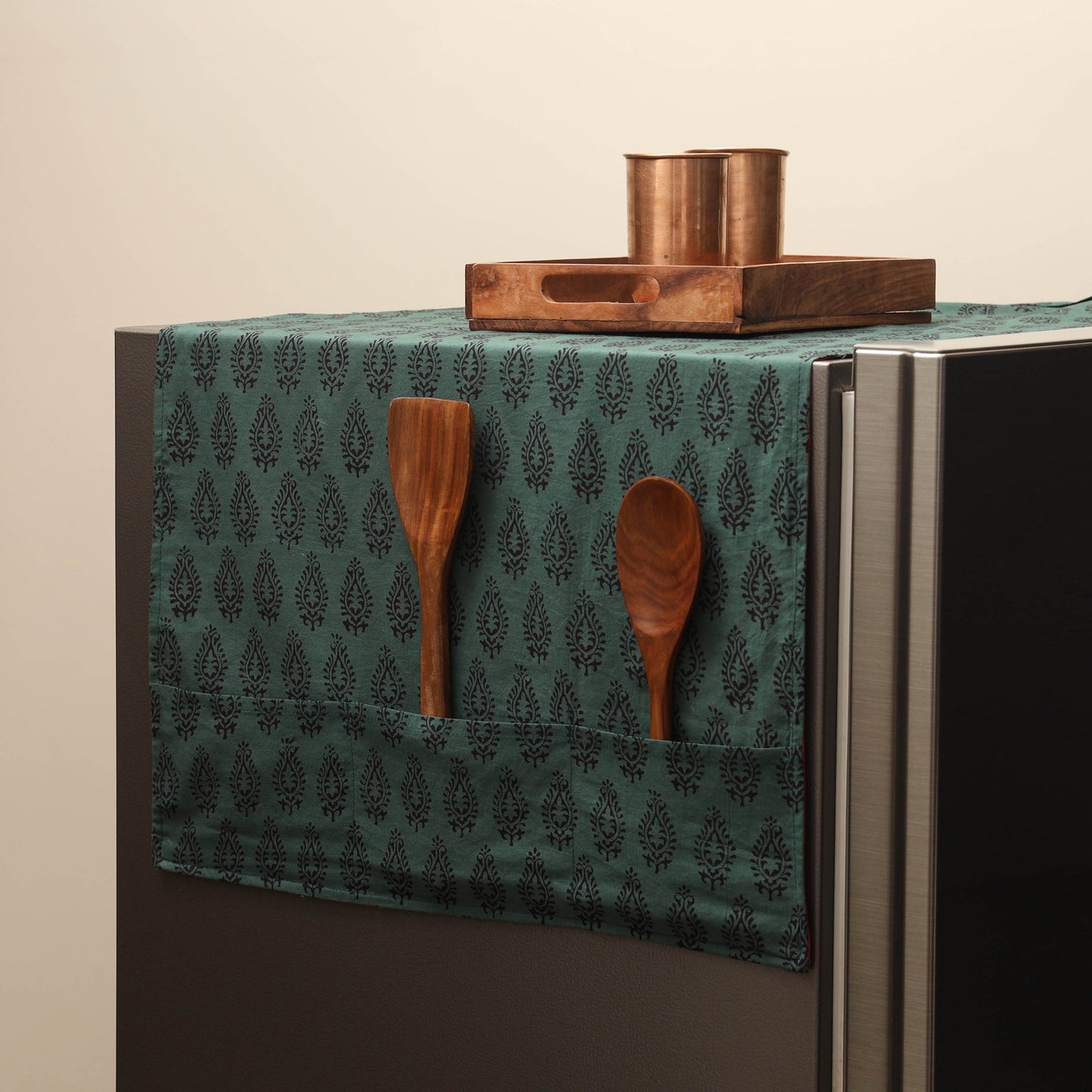 Handmade fridge top cover with multiple pockets 19