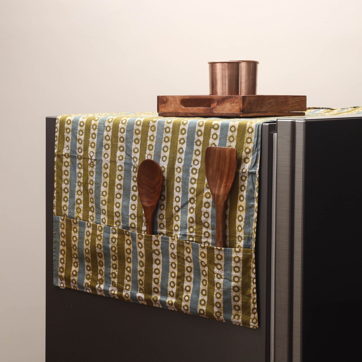 Handmade fridge top cover with multiple pockets 52