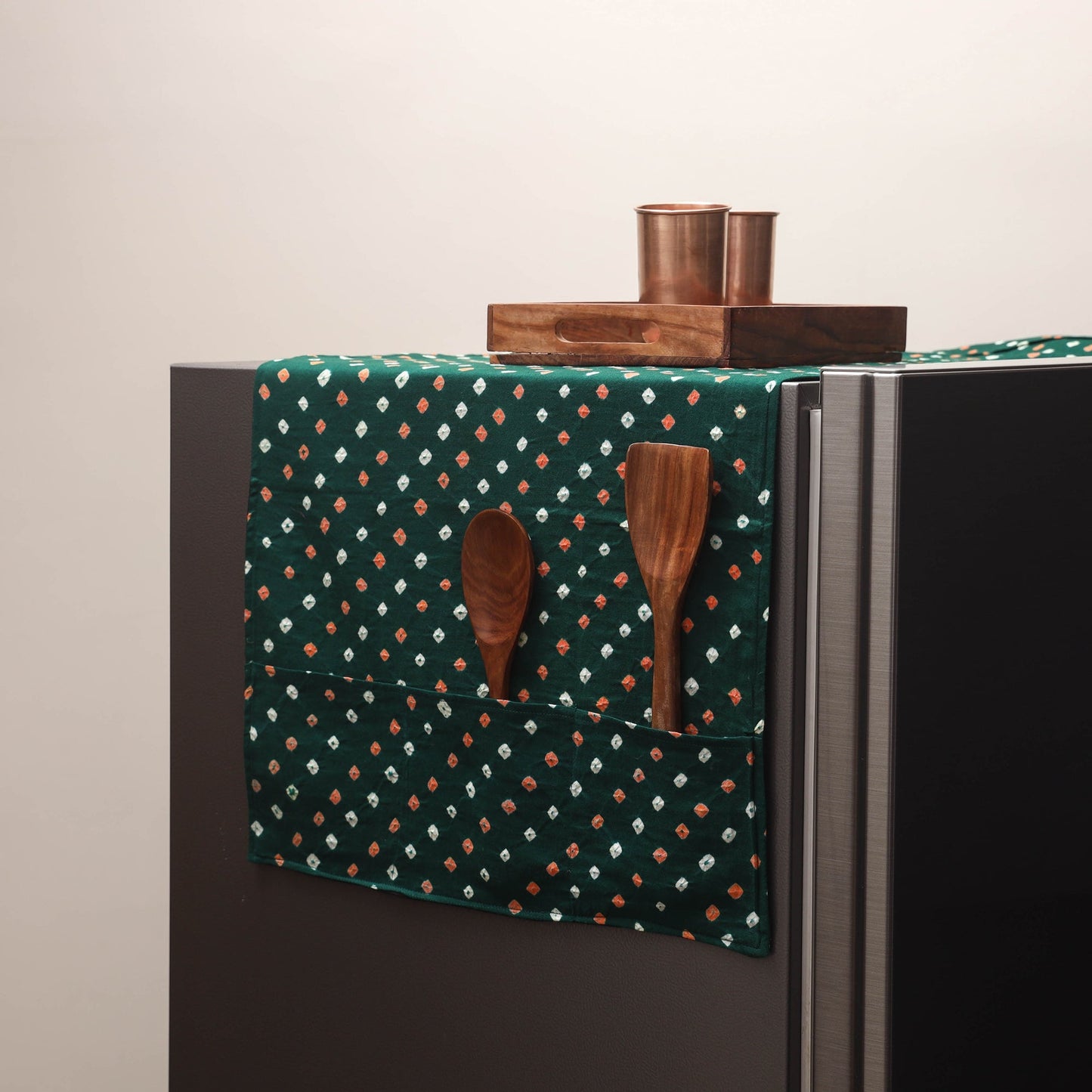 Handmade fridge top cover with multiple pockets 80