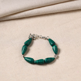 Green - handmade german silver beaded bracelet 09