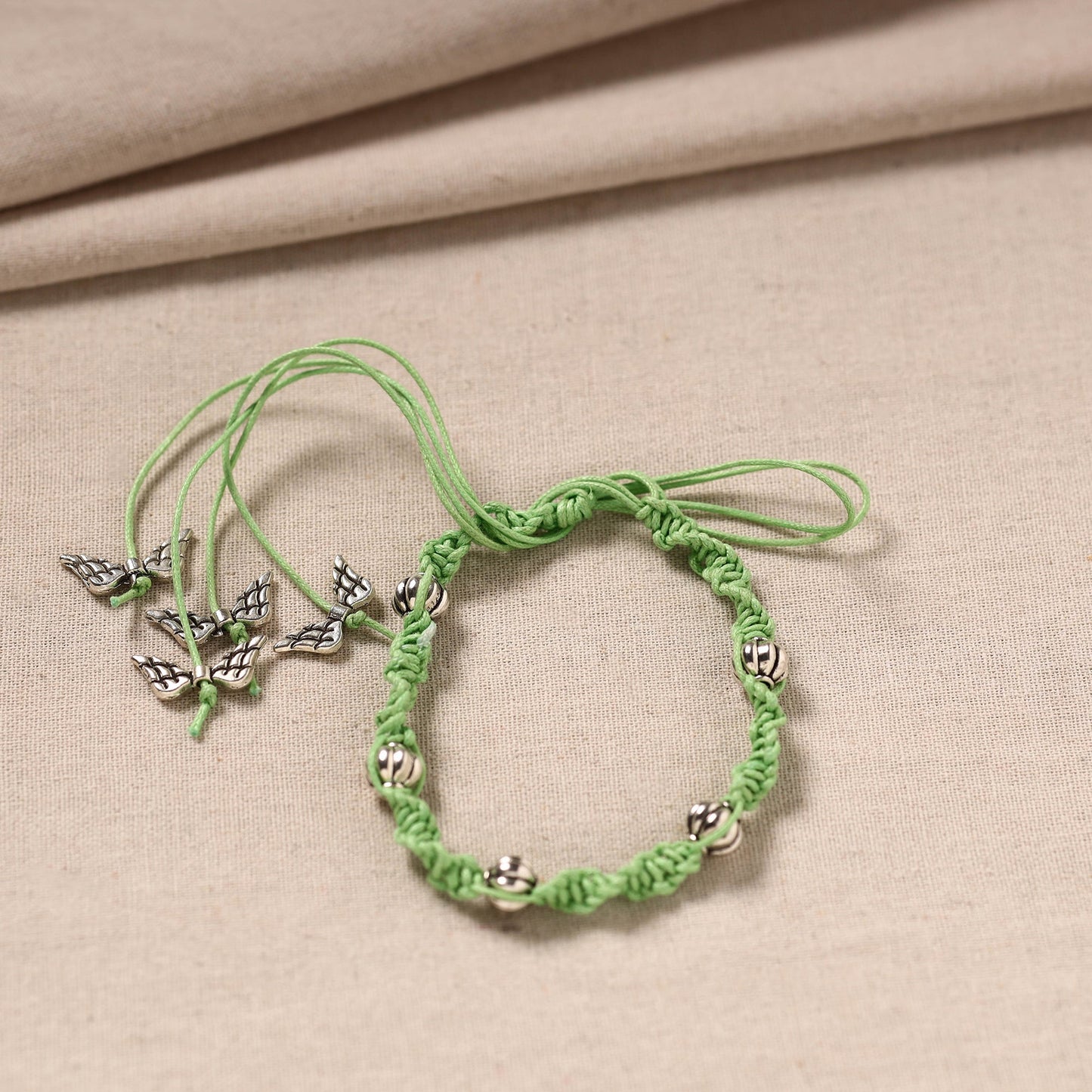 Green - handmade german silver bracelet 40 - handcrafted