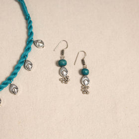 Green - handmade german silver necklace set 01 - handcrafted