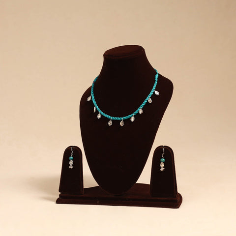 Green - handmade german silver necklace set 01 - handcrafted