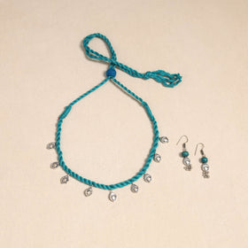 Green - handmade german silver necklace set 01 - handcrafted