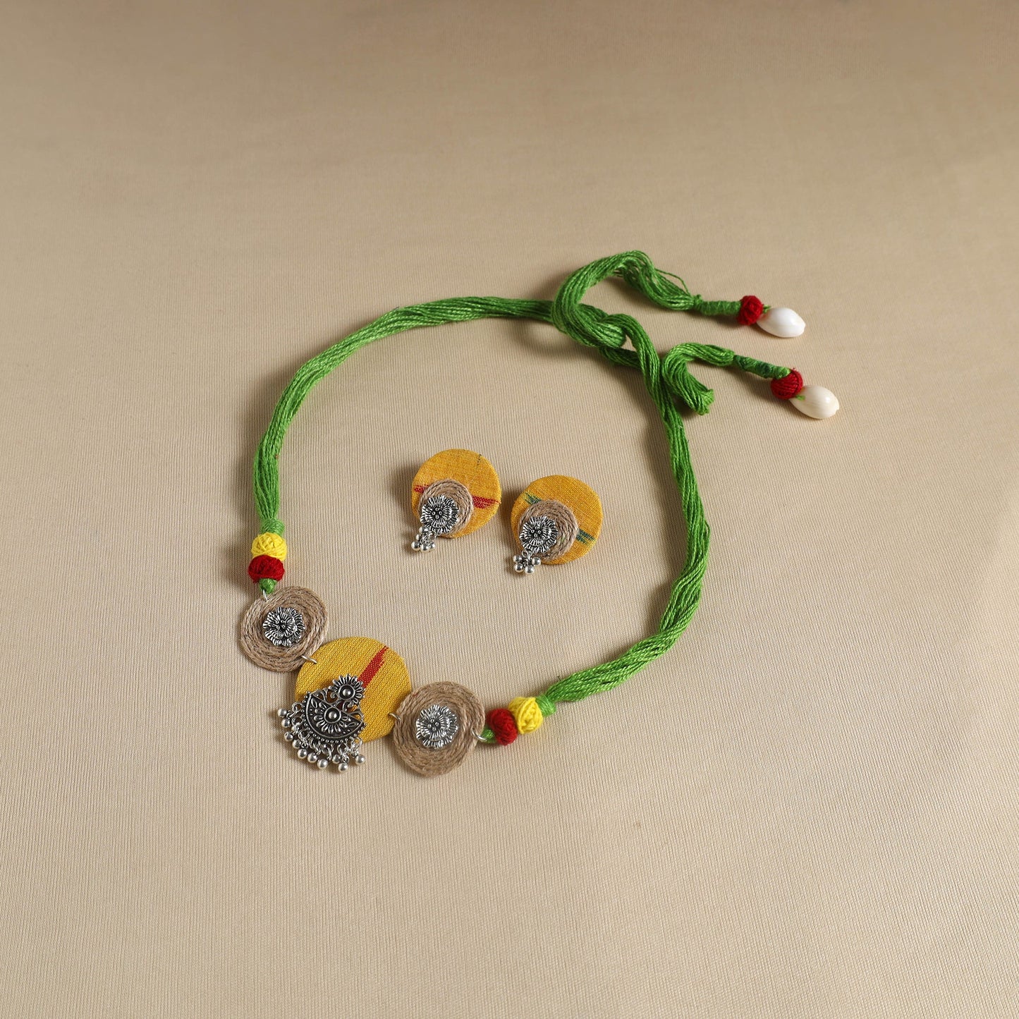 Buy Handmade GS Jute Fabart Necklace Set