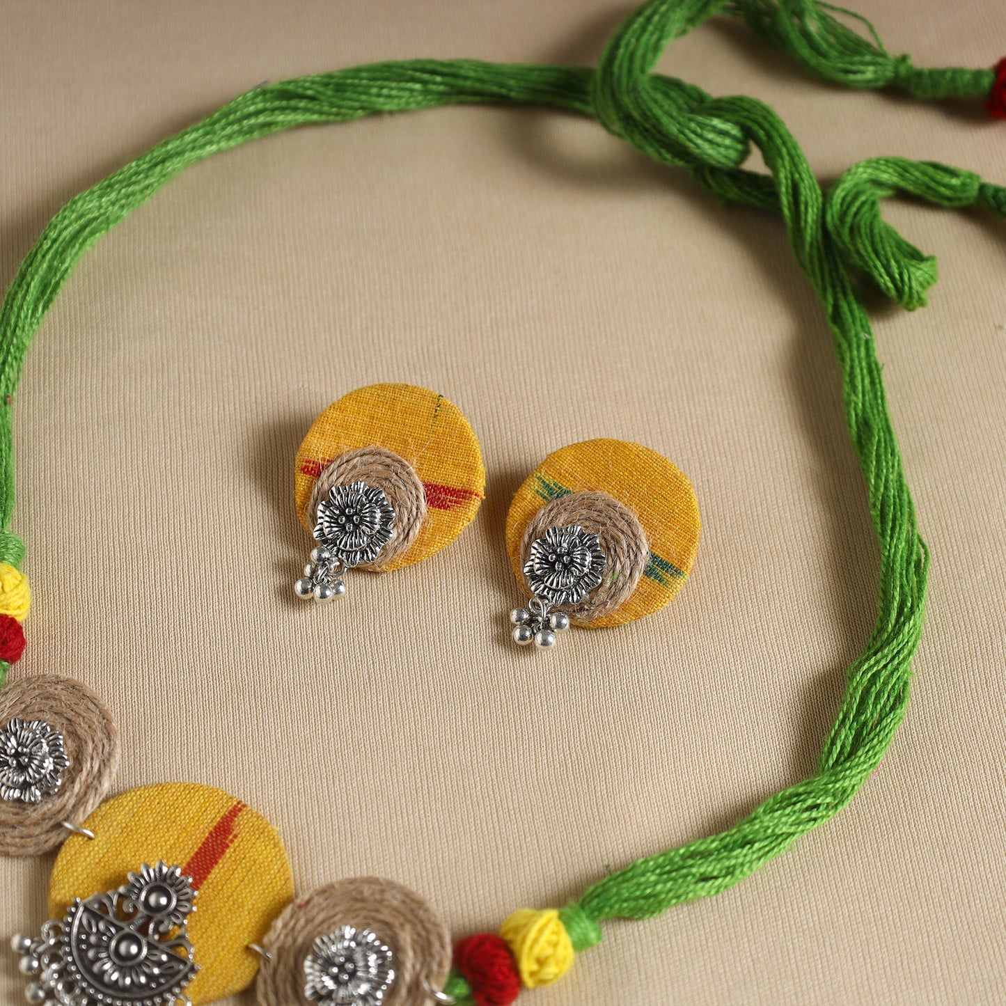 Buy Handmade GS Jute Fabart Necklace Set