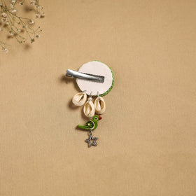 Handmade gs shell & thread work hair clip 47 - handcrafted