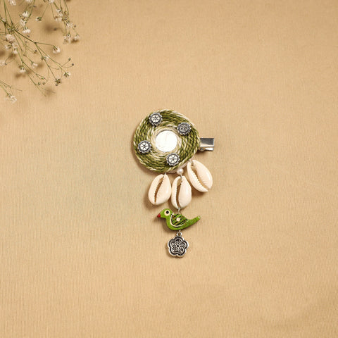 Handmade gs shell & thread work hair clip 57 - handcrafted