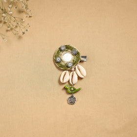 Handmade gs shell & thread work hair clip 57 - handcrafted