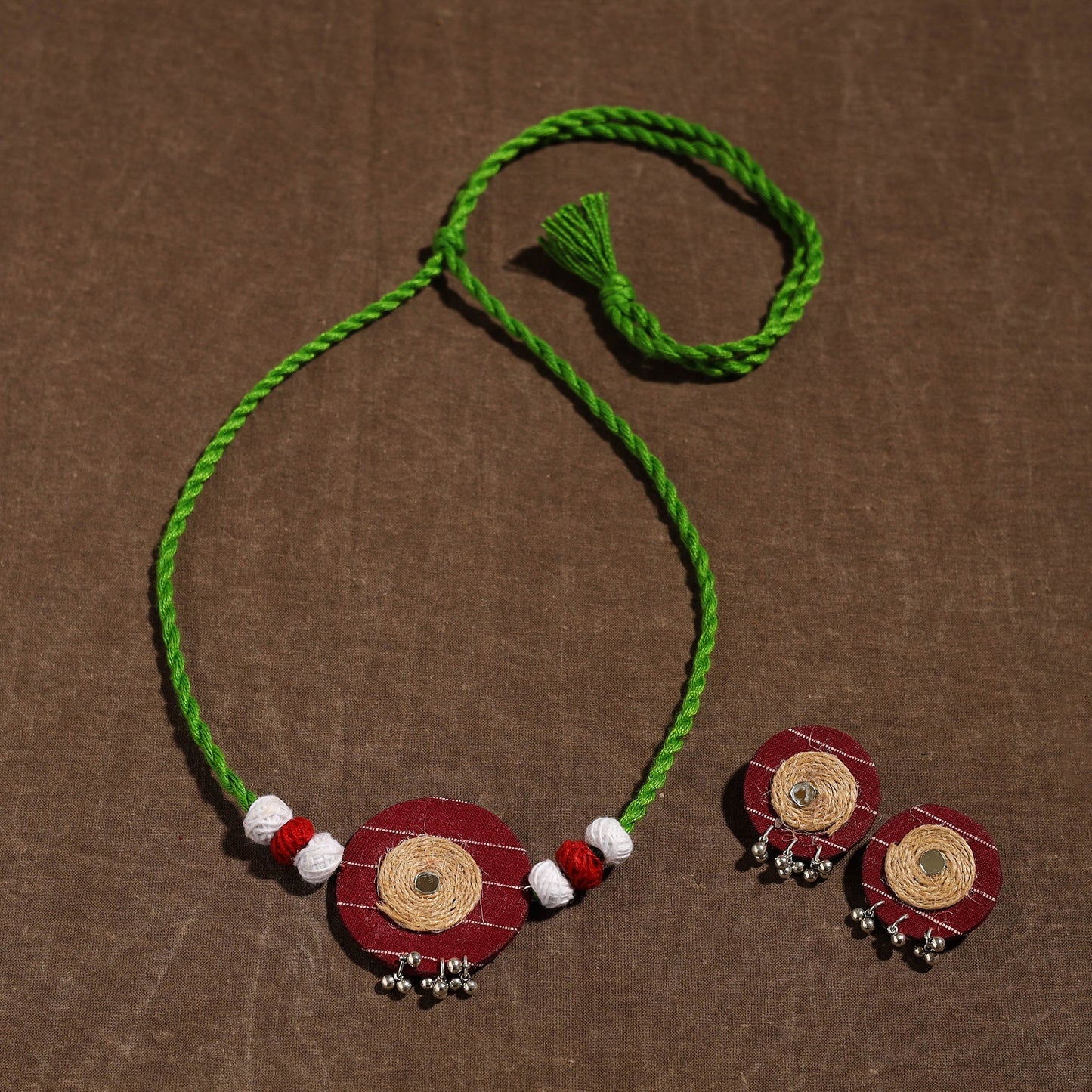 Buy Handmade Jute Fabart Necklace Set