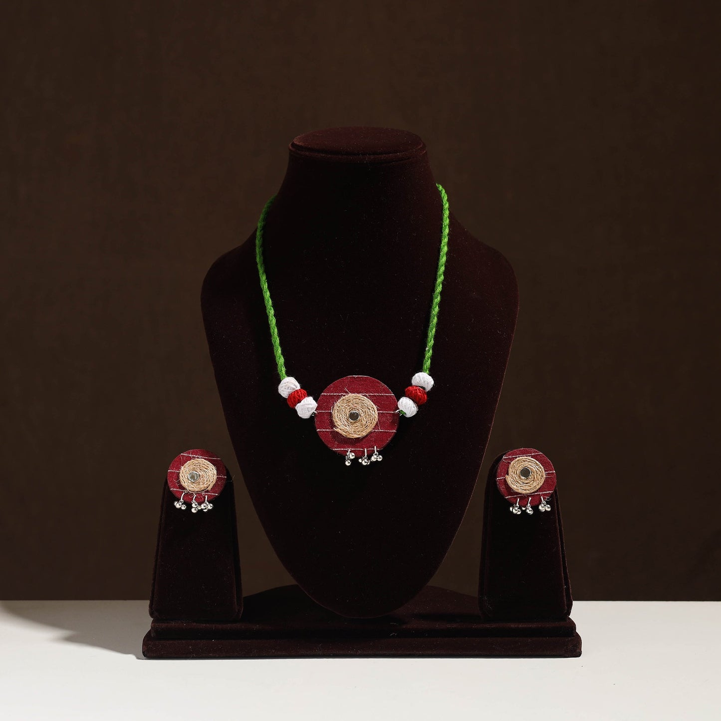 Buy Handmade Jute Fabart Necklace Set