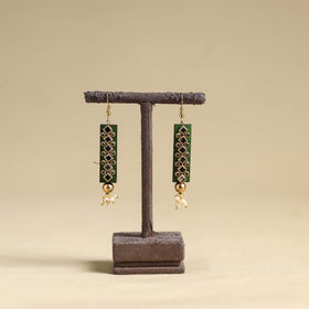 Green Handmade Kundan Work Earrings