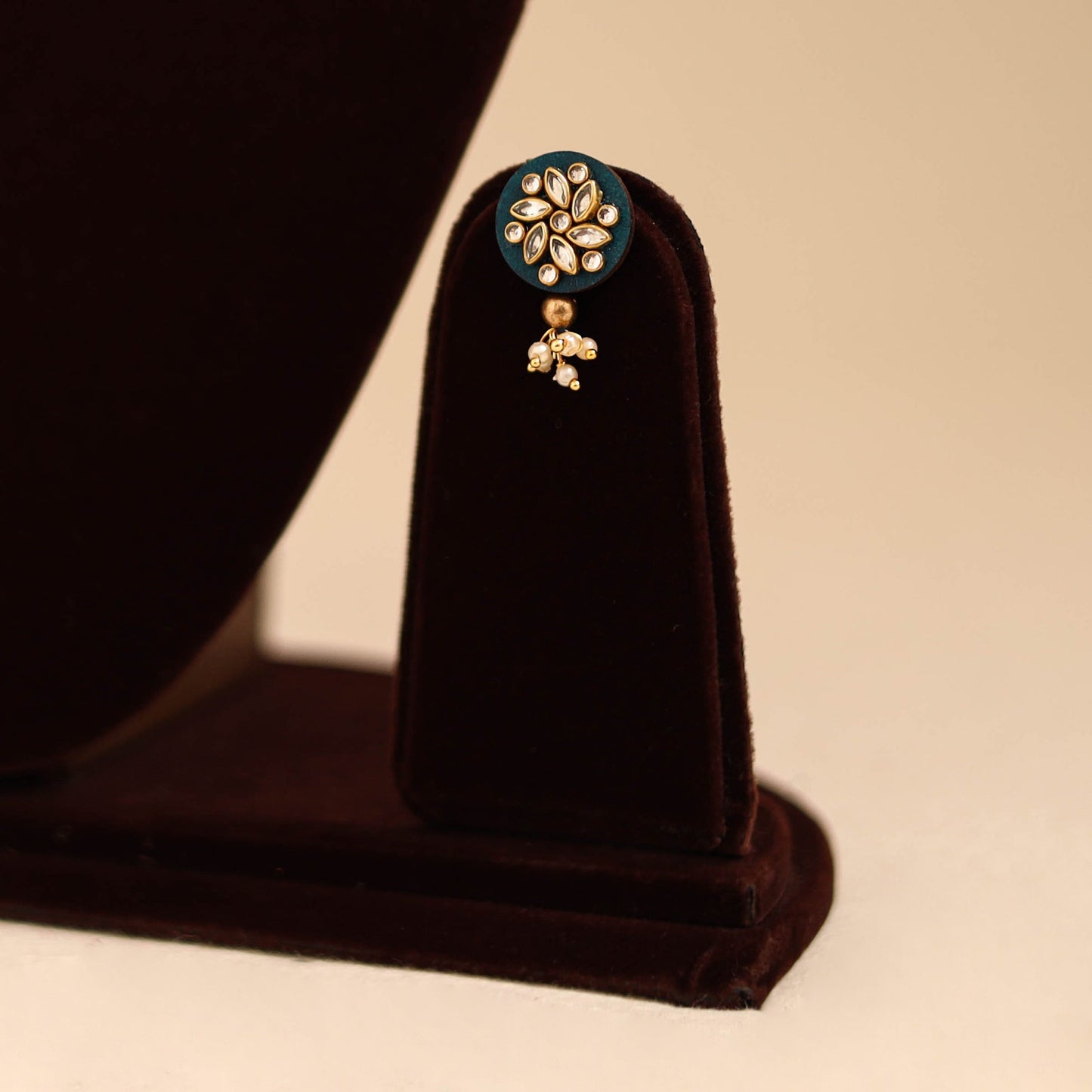 Green - handmade kundan work necklace set 63 - handcrafted