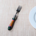 Green Handmade Kutch Lacquered Wooden Handle Steel Fork