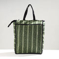 Green Handmade Pipad Block Printed Cotton Shopping Bag