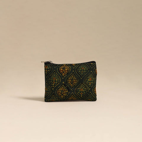  Green Handmade Quilted Cotton Coin Pouch Online in India