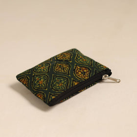  Green Handmade Quilted Cotton Coin Pouch Online in India