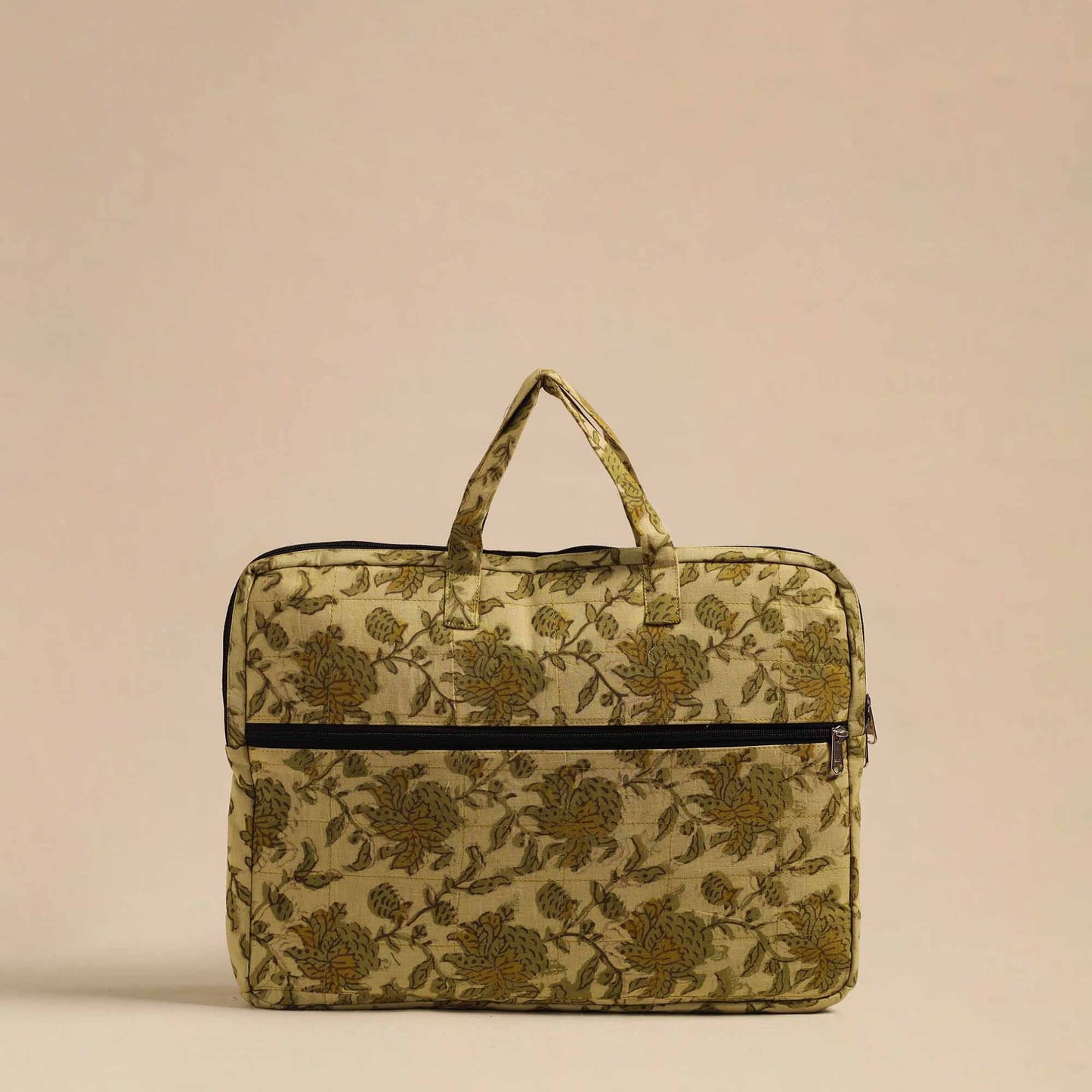  Green Handmade Quilted Cotton Laptop Bag