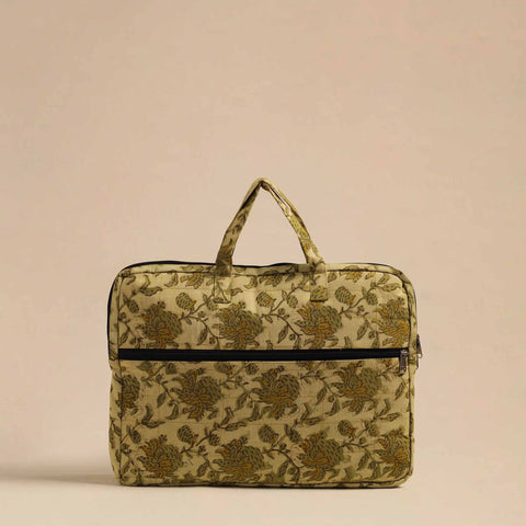  Green Handmade Quilted Cotton Laptop Bag