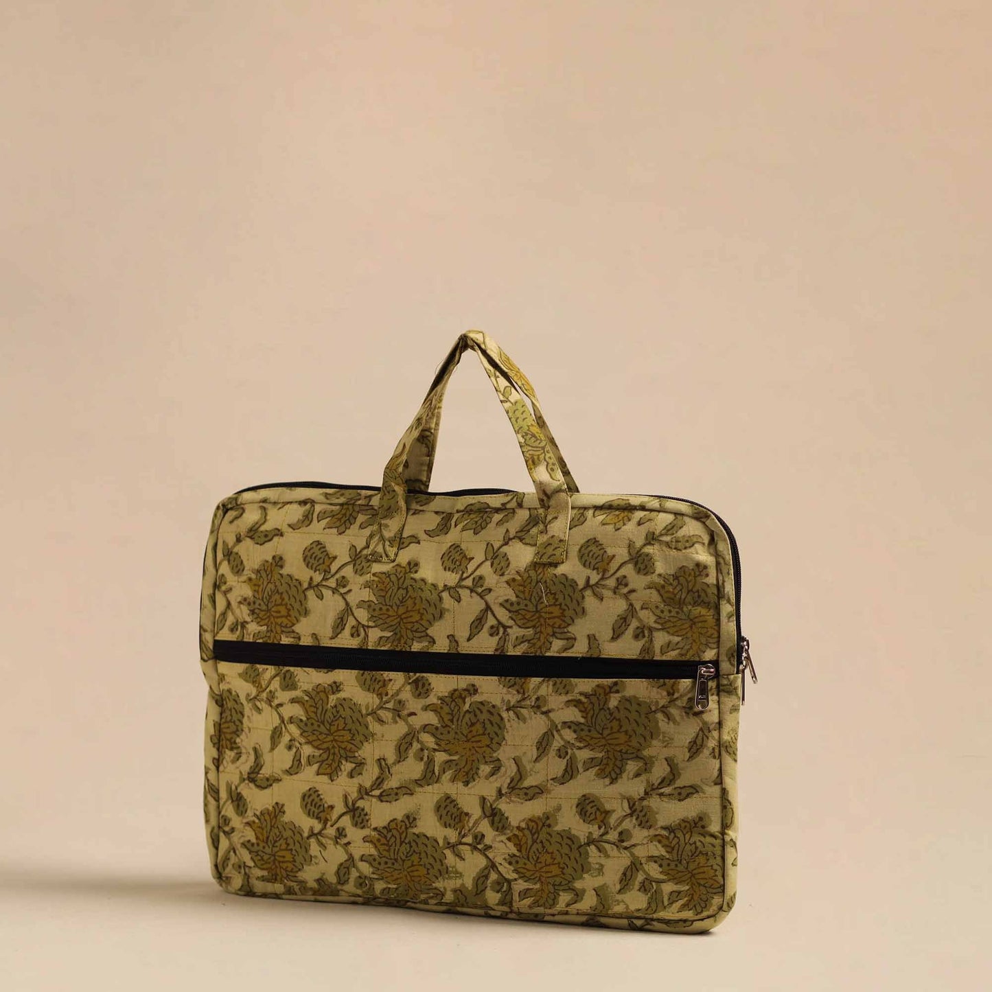  Green Handmade Quilted Cotton Laptop Bag