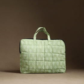  Green Handmade Quilted Cotton Laptop Bag (13 x 16 in)