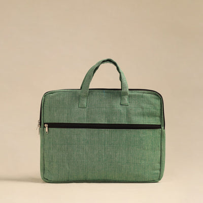 Shop Green Handmade Quilted Cotton Laptop Bag 