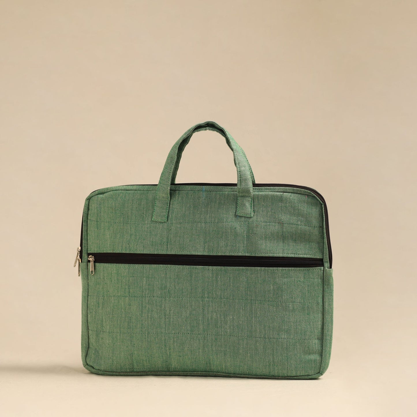 Shop Green Handmade Quilted Cotton Laptop Bag 