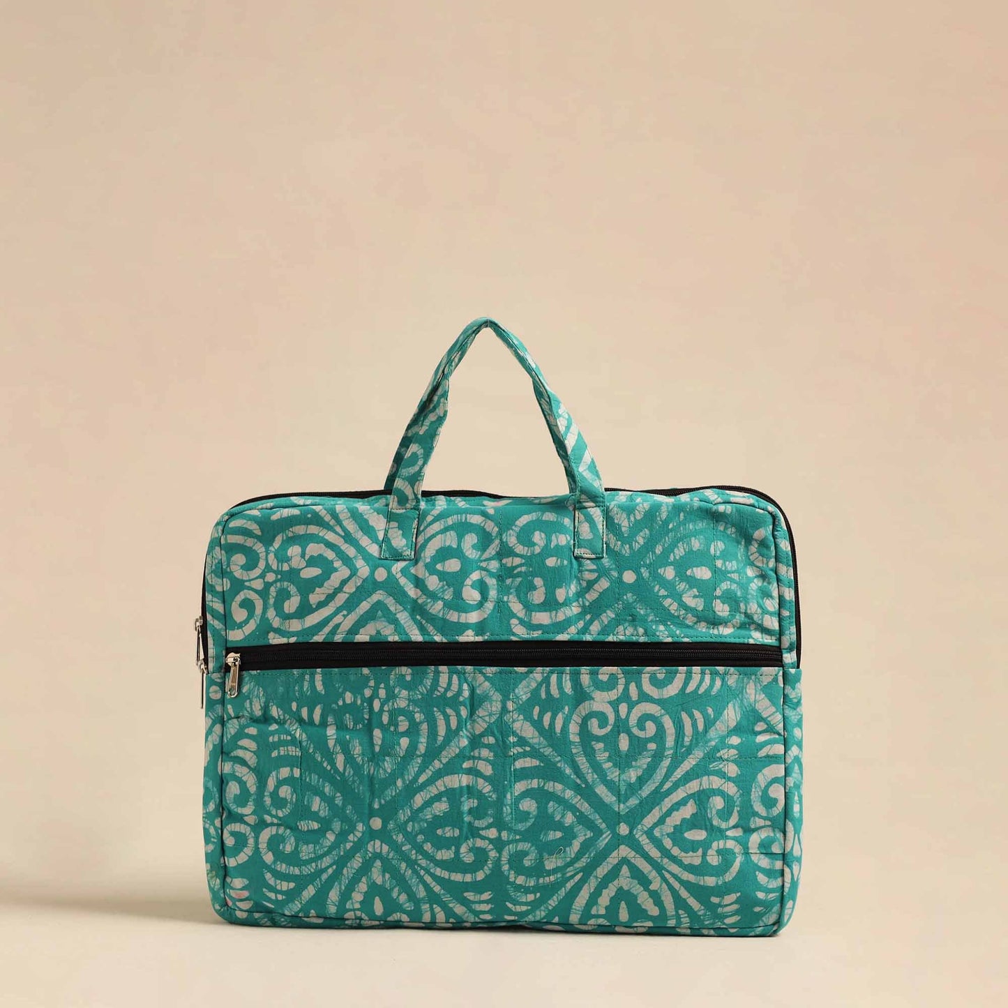  Green Handmade Quilted Cotton Laptop Bag