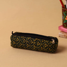 Green Handmade Quilted Cotton Pencil Pouch