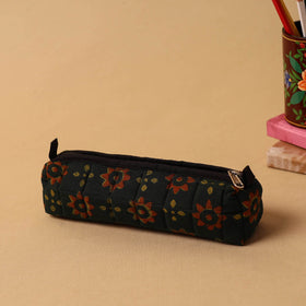 Green Handmade Quilted Cotton Pencil Pouch