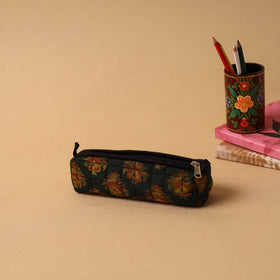 Green Handmade Quilted Cotton Pencil Pouch