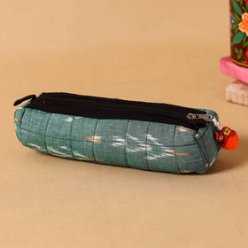 Green Handmade Quilted Cotton Pencil Pouch