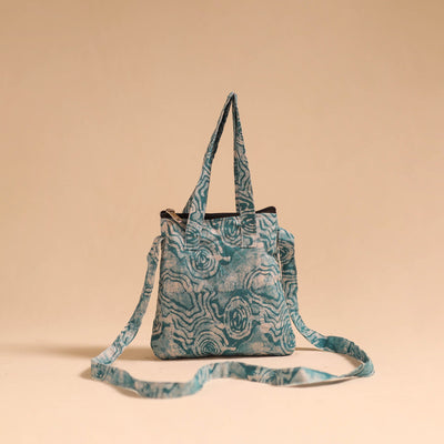 Green - handmade quilted cotton sling bag 73 - handcrafted