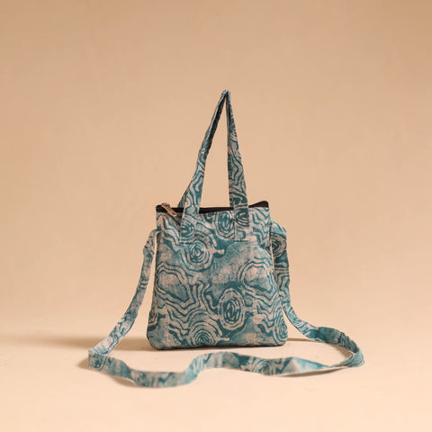 Green - handmade quilted cotton sling bag 73 - handcrafted