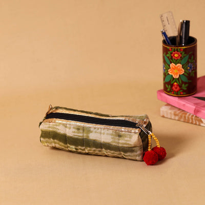 Green Handmade Quilted Pencil Pouch